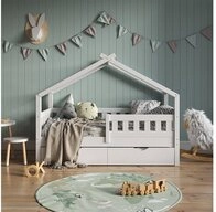 VitaliSpa&reg; Hausbett Design, Wei&szlig;, 80x160 cm mit G&auml;stebett und Matratze...