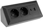 ChiliTec 2-fach Steckdosenblock, USB-A+C, schwarz Mehrfachsteckdose