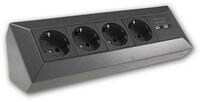 ChiliTec Aufputz-Steckdose 4-fach Aufbau-Steckdosenblock + 2x USB, anthrazit