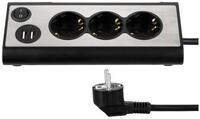 REV REV Steckdosenblock, 3-fach, 2x USB, beleuchtet Steckdosenleiste