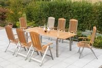 MERXX Garten-Essgruppe Keros, (9-tlg), 8 Klappsessel mit ausziehbarem Tisch