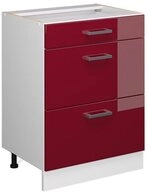 Vicco Unterschrank R-Line, Rot Hochglanz/Wei&szlig;, 60 cm mit Schubladen, ohne