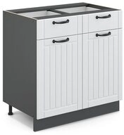 Vicco Unterschrank Fame-Line, Wei&szlig; Landhaus/Anthrazit, 80 cm ohne Arbeitsplatte
