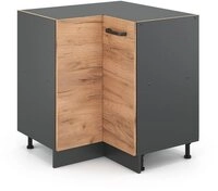 Vicco Eckunterschrank R-Line, Goldkraft Eiche/Anthrazit, 75.6 cm ohne Arbeitsplatte