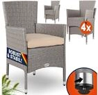 Casaria Gartenstuhl (4 St), Polyrattan 4er Set Stapelbar 7cm Auflagen 160kg