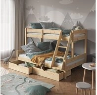 VitaliSpa&reg; Etagenbett Everest, Naturholz, 120x200 / 80x200 cm mit Schubladen...