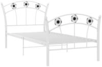 vidaXL Bett Einzelbett mit Fu&szlig;ball-Design Wei&szlig; Metall 90x200 cm