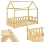 Juskys Kinderbett Marli, 80x160 cm, Hausoptik mit Dach, Holz, Rausfallschutz, 3 - 10
