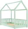 Juskys Kinderbett Marli, 80x160 cm, Hausoptik mit Dach, Holz, Rausfallschutz, 3...