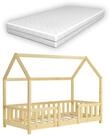en.casa Kinderbett, &raquo;Sisimiut&laquo; Hausbett mit Matratze 80 x 160 cm Naturholz