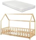 en.casa Kinderbett, &raquo;Sisimiut&laquo; Hausbett mit Matratze 90 x 200 cm Naturholz