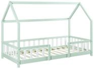 en.casa Kinderbett, &raquo;Sisimiut&laquo; Hausbett mit Matratze 90 x 200 cm Mint / Wei&szlig;