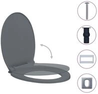 vidaXL WC-Sitz, Toilettensitz mit Absenkautomatik Quick-Release Grau Oval