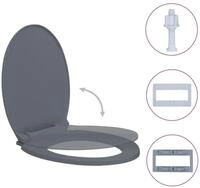 vidaXL WC-Sitz, Toilettensitz mit Absenkautomatik Grau Oval