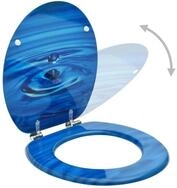 vidaXL WC-Sitz, Toilettensitz mit Deckel MDF Blau Wassertropfen-Design