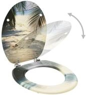 vidaXL WC-Sitz, Toilettensitz mit Deckel MDF Strand-Design