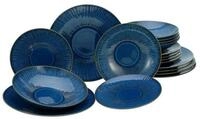CreaTable Geschirr-Set Sea Breeze Blue, Steinzeug in aussergew&ouml;hnlicher Optik und
