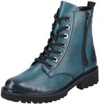 Schn&uuml;rstiefelette REMONTE, Damen, Gr. 36, blau (petrol), Leder, used, Schuhe