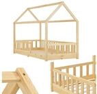 Juskys Kinderbett Marli, 90x200 cm, Hausoptik mit Dach, Holz, Rausfallschutz, 3 - 10
