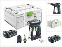 FESTOOL Akku-Schrauber C 18-Basic Akku Bohrschrauber 18 V 45 Nm Brushless + 1x...