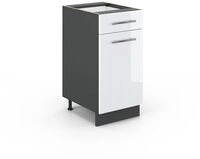 Vicco Unterschrank Fame-Line, Wei&szlig; Hochglanz/Anthrazit, 40 cm ohne...