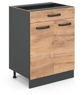 Vicco Unterschrank R-Line, Goldkraft Eiche/Anthrazit, 60 cm mit Schublade, ohne