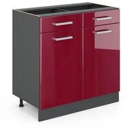 Vicco Unterschrank R-Line, Rot Hochglanz/Anthrazit, 80 cm ohne Arbeitsplatte (1-St)