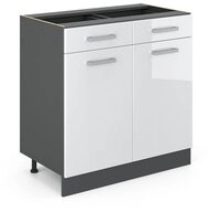 Vicco Unterschrank R-Line, Wei&szlig; Hochglanz/Anthrazit, 80 cm ohne Arbeitsplatte...