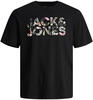 Jack & Jones Herren Rundhals T-Shirt JJEJEFF CORP LOGO Regular Fit Carbon Flower