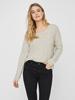 Vero Moda Damen Strickpullover VMCREWLEFILE LS V-NECK Birch W. Silver Sconce/Nomad