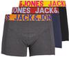 Jack & Jones Herren Boxershorts JACCRAZY SOLID TRUNKS 3er Pack Schwarz Blau Blazer &