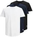 Jack & Jones Herren Rundhals T-Shirt JJENOA 3er PACK - Regular Fit Regular Fit Wei&szlig;
