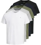 Jack & Jones Herren Rundhals T-Shirt JORJXJ 5er PACK - Regular Fit - White PACKED W.