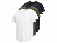 Jack & Jones Herren Rundhals T-Shirt JJENOA Regular Fit 5er Pack Regular Fit Weiß 2