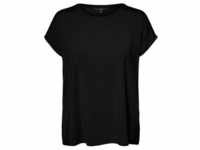 Vero Moda Damen T-Shirt VMAVA PLAIN Regular Fit Schwarz 10284468 XS