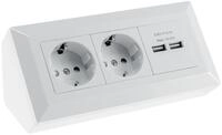 CHILITEC Steckdosenblock 23650, 2-fach, 2x USB-A, 16A/250V, wei&szlig;