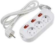 CHILITEC Steckdosenleiste 3-fach, Einzelschaltung, 1,5 m Zuleitung, wei&szlig;