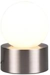 REALITY Tischleuchte Countess R59051007 nickel-matt, Glas wei&szlig;, E14