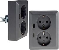 MILOS Schutzkontakt-Steckdose 23719, 2-fach, 2in1, USB-A+C/PD, 16A/250V,...