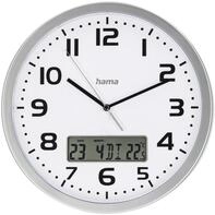 HAMA DCF-Funkwanduhr "Moorea", &Oslash; 30cm, mit Datum- und Temeraturanzeige, silber