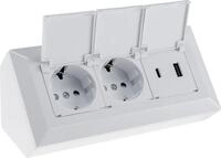 CHILITEC Steckdosenblock 23950, 2-fach, mit Schutzklappen, USB-A+C, wei&szlig;