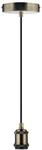 LUXULA Lampenfassung, E27, Metall, 1,5 m Textilkabel, messing antik