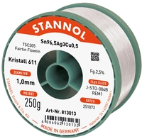 STANNOL L&ouml;tzinn Kristall 611, TSC305, Sn96,5Ag3,0Cu0,5, Fairtin Flowtin, 1,0...