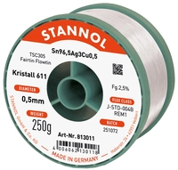 STANNOL L&ouml;tzinn Kristall 611, TSC305, Sn96,5Ag3,0Cu0,5, Fairtin Flowtin, 0,5...