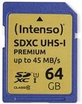 INTENSO SDXC Card 3421490, 64 GB, Class 10, UHS-I