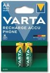 VARTA Akku NiMH, Mignon, AA, HR06, 1.2V/1600mAh, Accu Phone, 2er Pack