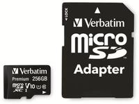 VERBATIM MicroSDXC Card Premium, 256 GB, Class 10, inkl. Adapter