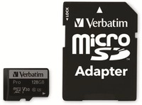 Verbatim 47044, VERBATIM MicroSD-Card Pro, U3, 4K, 128 GB Verbatim 47044, VERBATIM MicroSD-Card Pro, U3, 4K, 128 GB