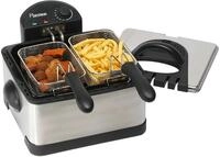 BESTRON &Ouml;l-Fritteuse XL DF402, 4,5 L, Cool Zone, 3 K&ouml;rbe, 2000W, silber