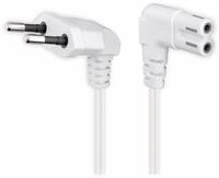 GOOBAY Euro-Netzkabel mit Doppelnutkupplung, wei&szlig;, 3m, 90&deg;